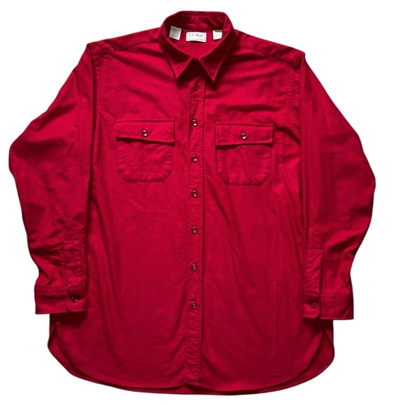L.L. BEAN Vintage Men's Red Chamois Cloth Made in USA Work Button Shirt 17.5/XL - Picture 1 of 8